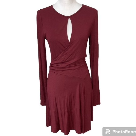 Free People Beach Womens Vance Mini Swing Dress Maroon Fit Flare Size S NEW E2 - Picture 1 of 12